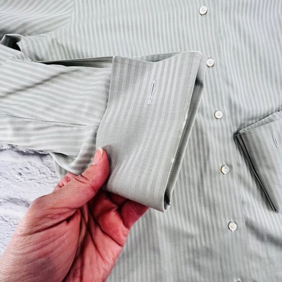 Brooks Brothers Shirt Women's 10 Grey Cotton Semi Fitted French Cuffs Button Up - Picture 5 of 10